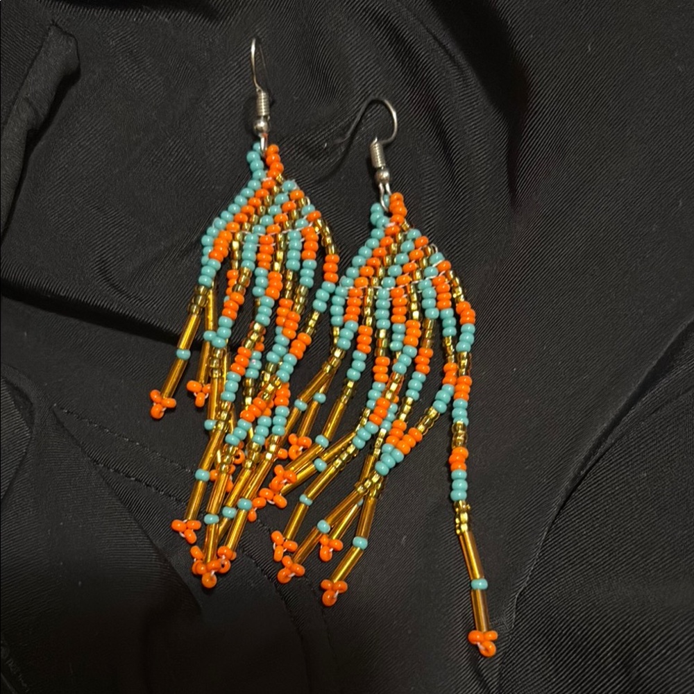 Colorful Handmade Beaded Dangle Earrings